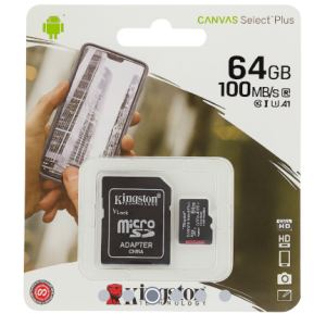 Kingston 64GB micro SD kort m. adapter
