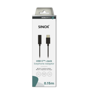 SINOX PRO USB C TIL MINI JACK ADAPTER. 0,15M. SORT