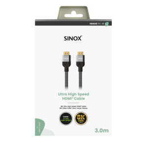 Sinox PRO X HDMI kabel 8K60Hz+E. Sort. 3.0M