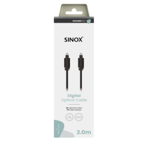 Sinox PRO optisk kabel. 2m. Sort