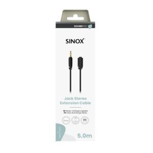 Sinox PRO 3,5mm mini jack forlængerkabel. 5m. Sort