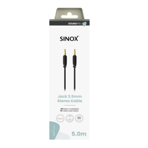 Sinox PRO 3,5mm mini jack kabel. 5m. Sort