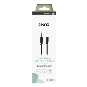 Sinox PRO 3,5mm mini jack forlængerkabel. 3m. Sort
