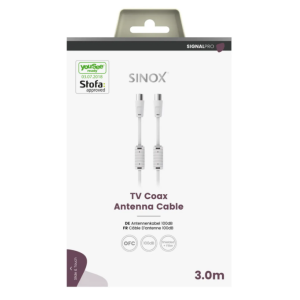 Sinox PRO antennekabel. YouSee & Stofa godkendt. 3m. Hvid