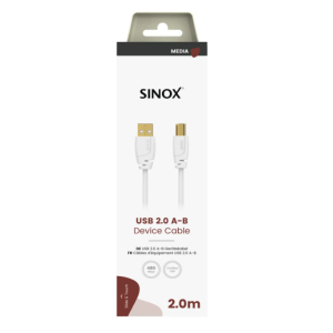 Sinox USB 2.0 printerkabel. 2m. Hvid