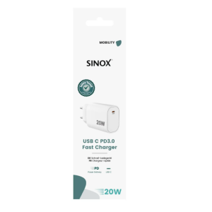Sinox 230V USB-C PD oplader 20W. Hvid